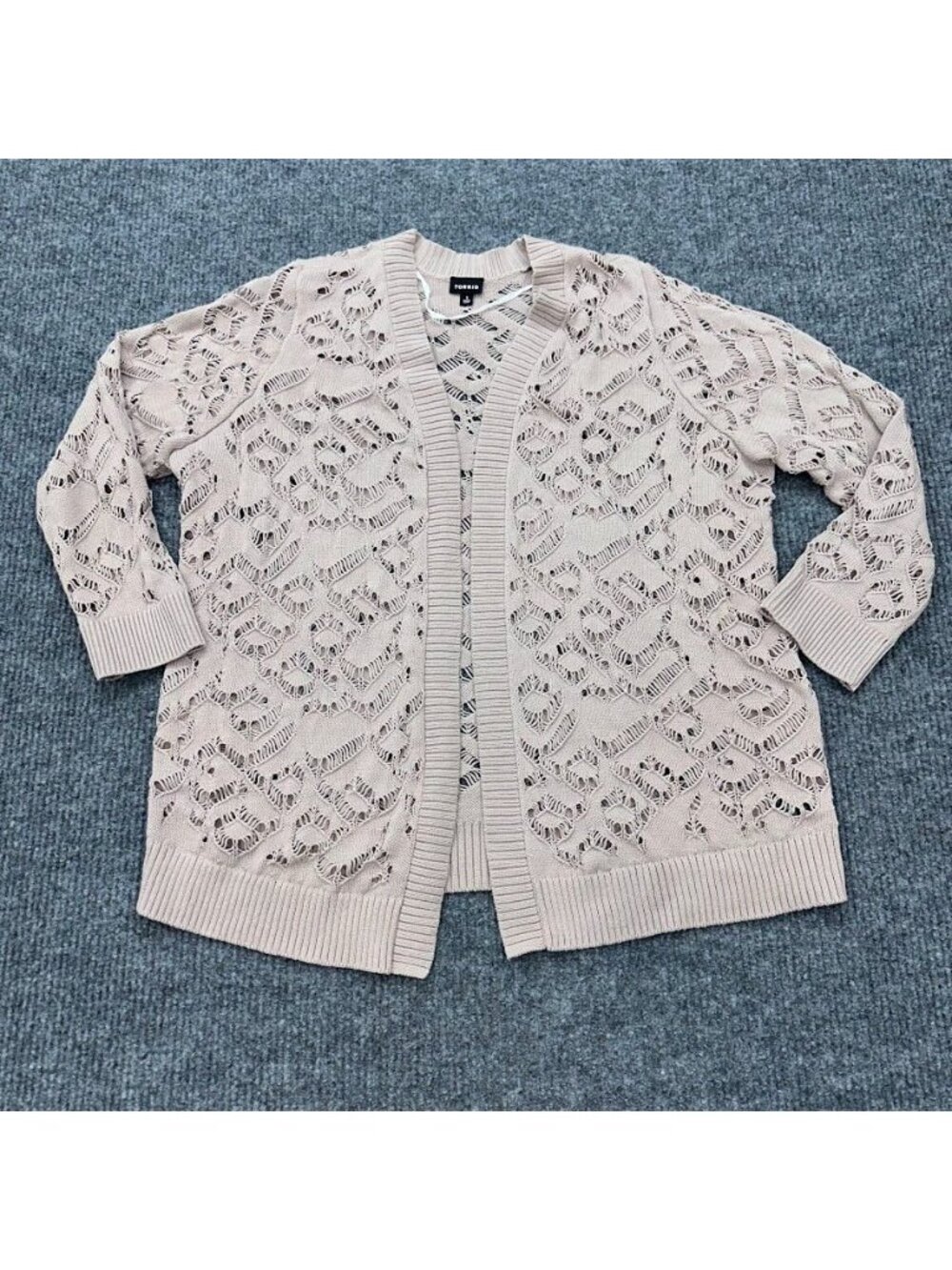 Torrid Crochet Longline Open Knit Cardigan Lightweight Sweater Womens size 1X